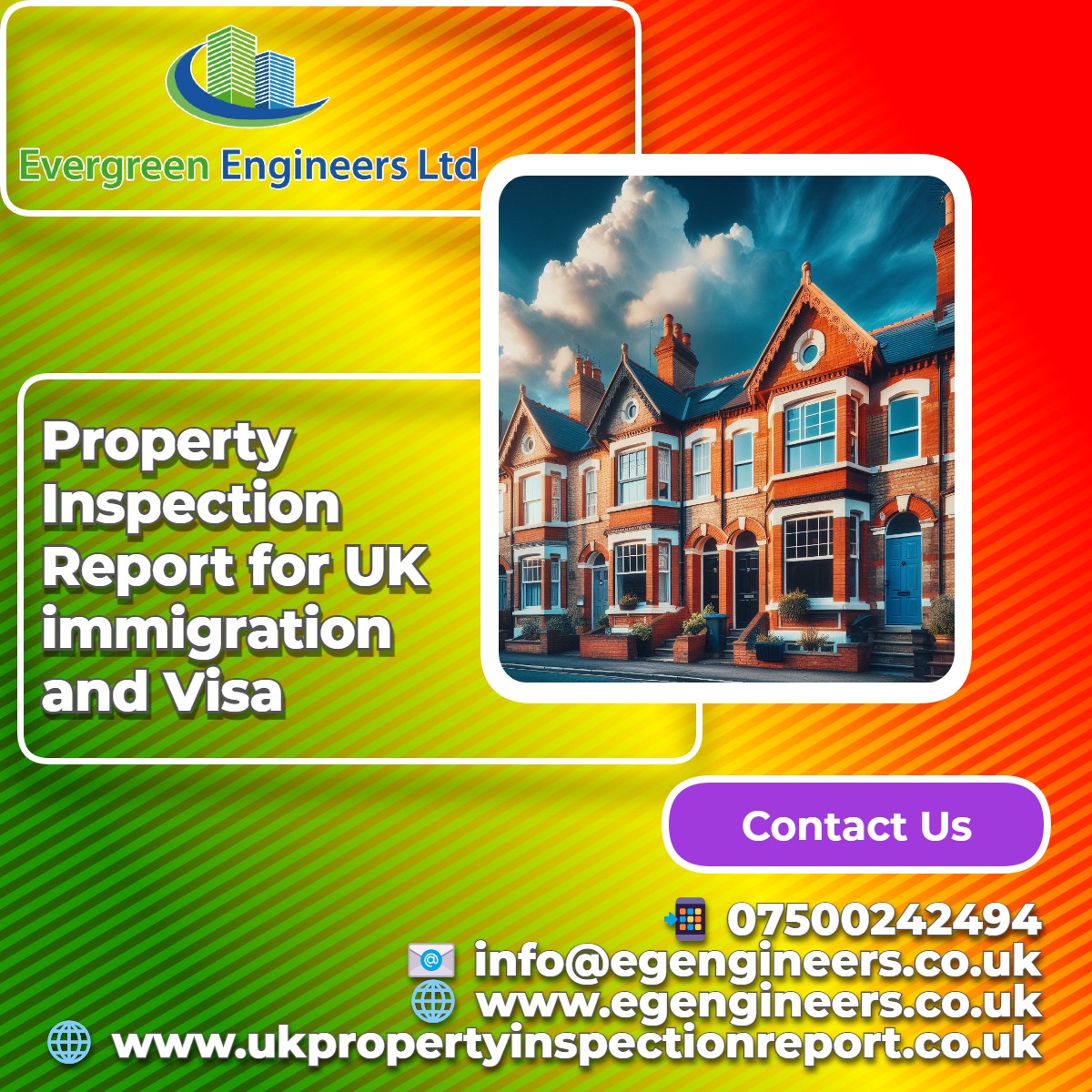 Professional Property Inspection Report Hillingdon, London for UK Immigration and Visa application provided by Evergreen Engineers Ltd for adequate accommodation evidence.